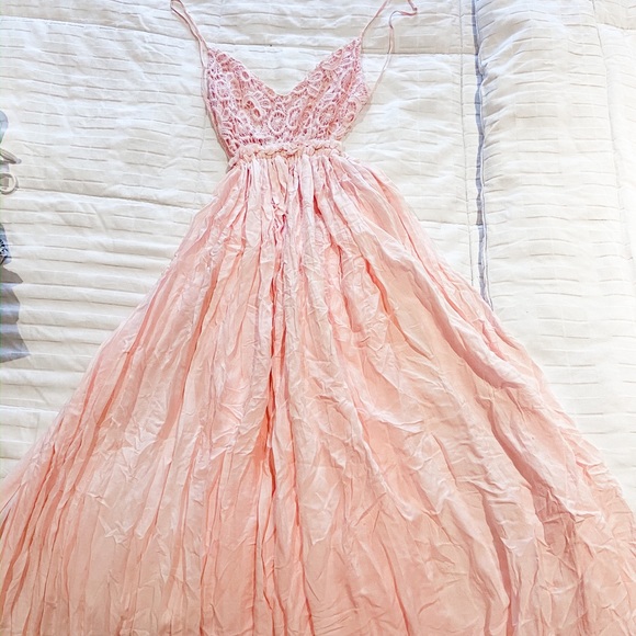 Light Pink Backless Maxi Dress - Picture 2 of 2